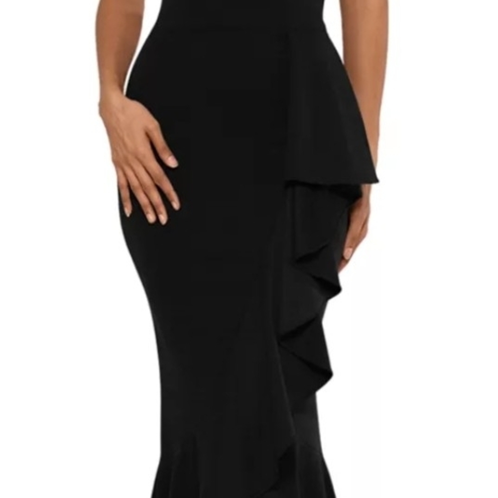 Betsy & Adam Ruffle Black Dress.